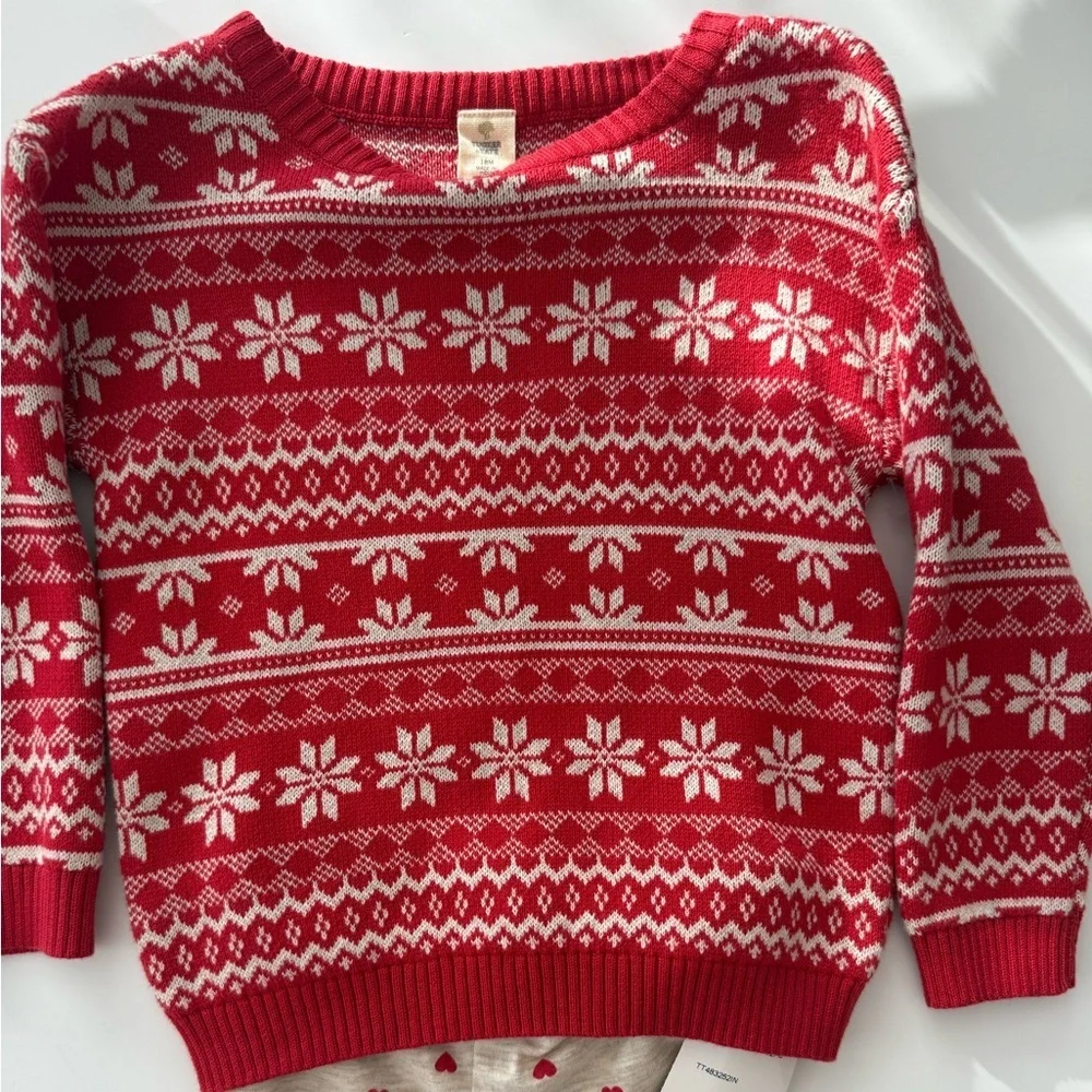 Tucker Tate Kids Set 18M Red and White Snowflake Sweater with Heart Leggings​
